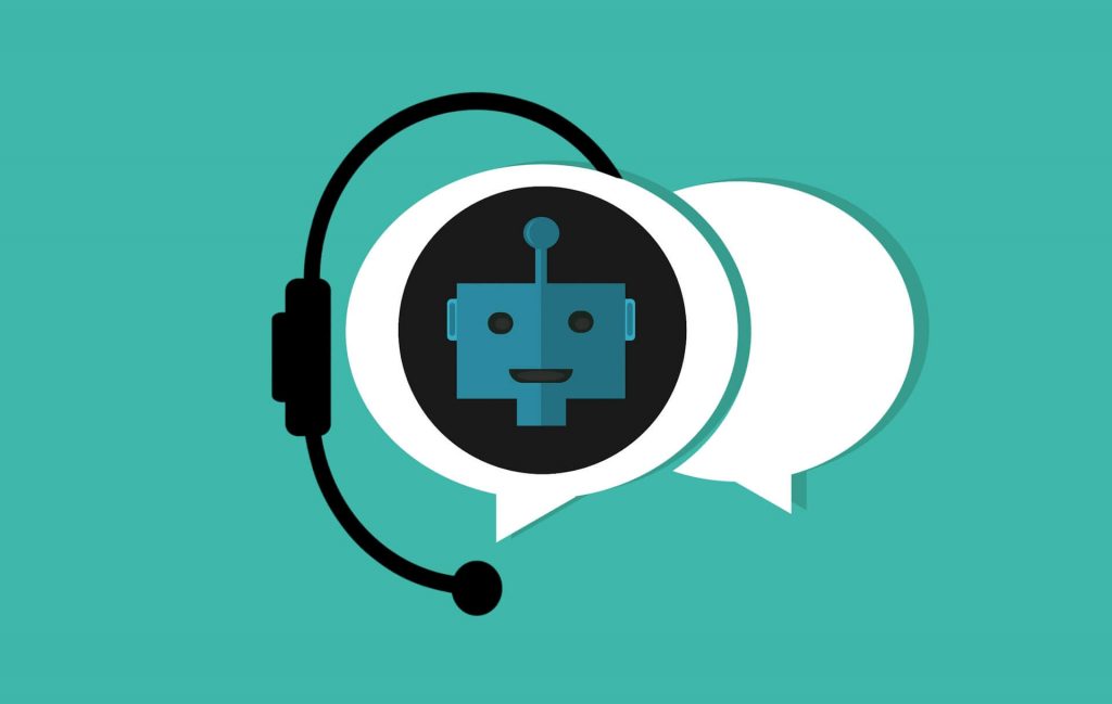 robot inside text bubble with headset